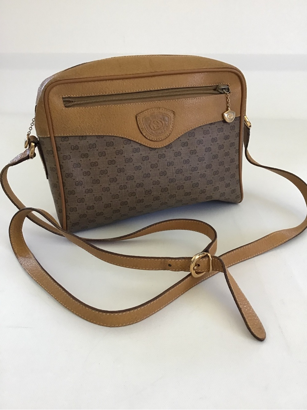 ag Beige Brown Monogram Leather Italy